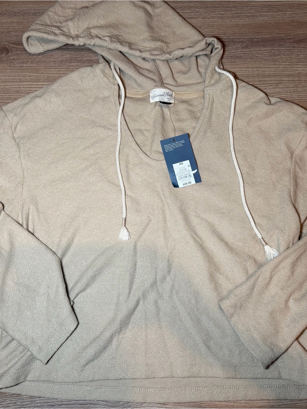 Beige Hooded Womens Sweater - Casual Pullover